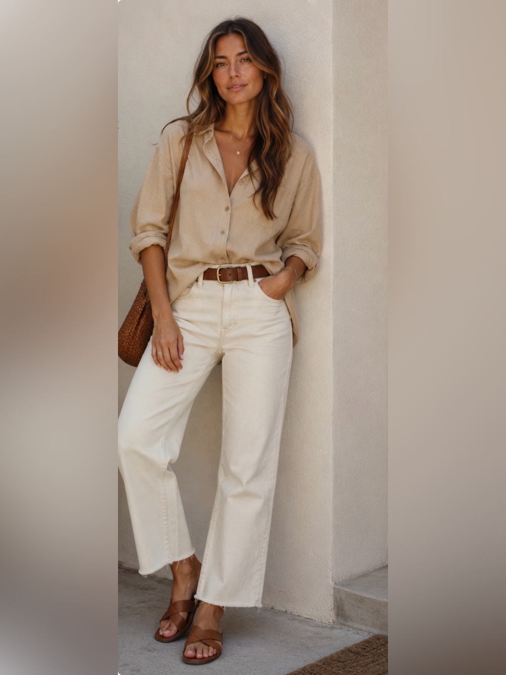 Oat New York Off-White Cropped Wide-Leg Jeans